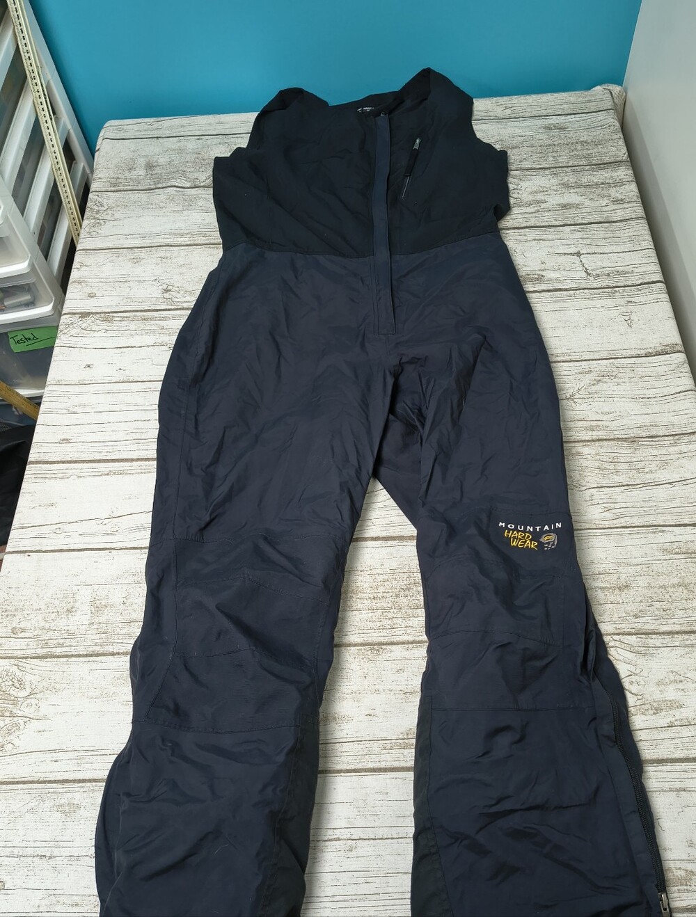 Mountain Hardwear Black Insulated Bib Snow Pants with Yellow Logo Women Size 14